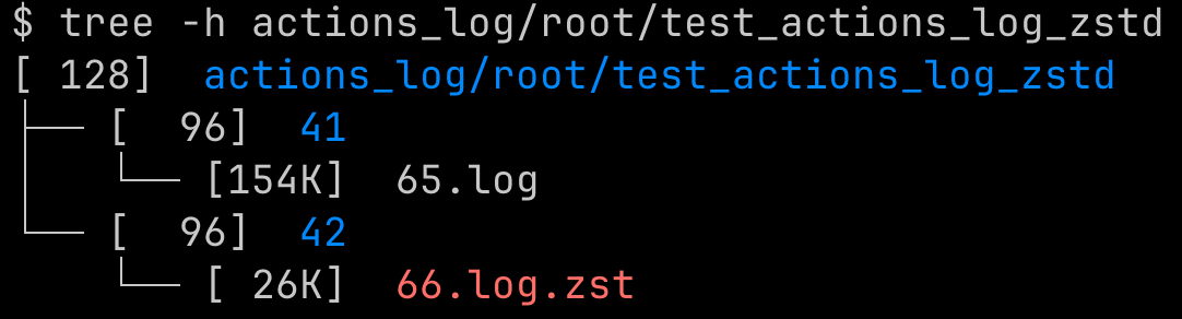 compression for actions logs